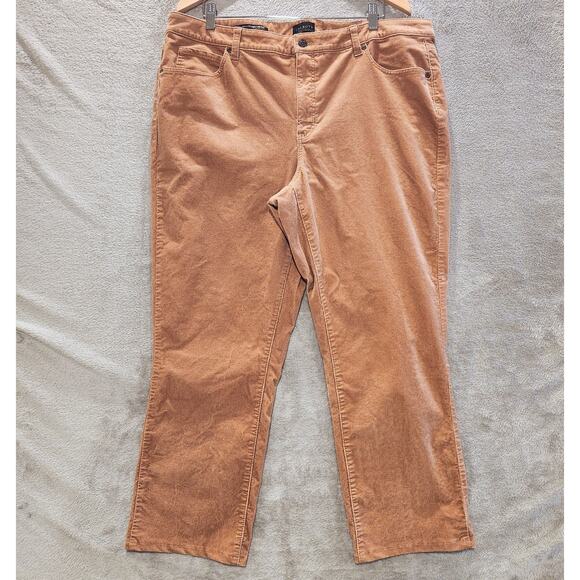 Talbots Womens Tan Corduroy Straight Leg Pants Size 16W Minimalist Academia - Picture 1 of 14
